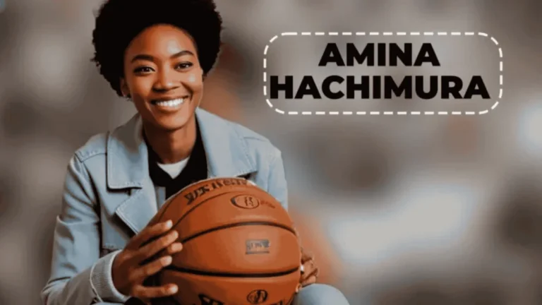 Amina Hachimura holding a basketball, showcasing her vibrant personality.