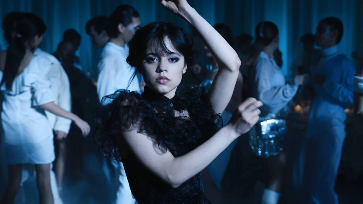 Jenna Ortega's iconic dance from Wednesday, part of her viral rise to global fame.