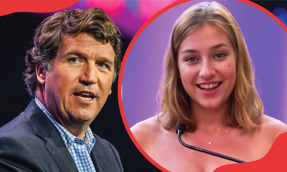 Hopie Carlson and Tucker Carlson in a split image.