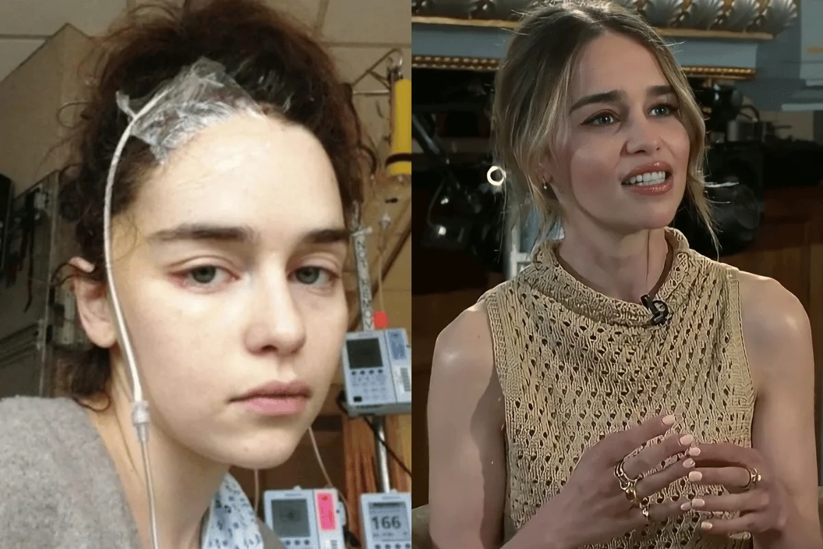 Emilia Clarke at a public panel, discussing recovery and advocacy after brain injury
