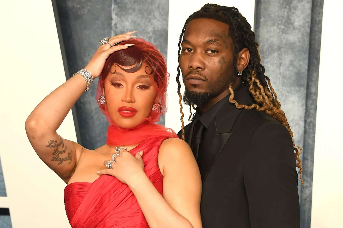 Cardi B and Offset at an event, looking serious amid renewed cheating allegations