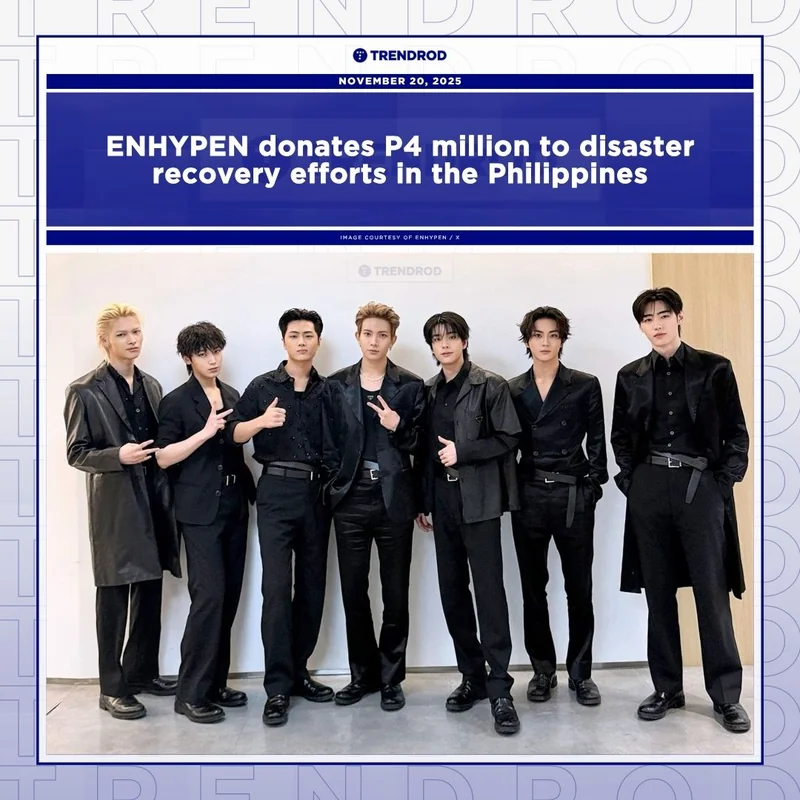 ENHYPEN donation of P4 million for disaster recovery in the Philippines.