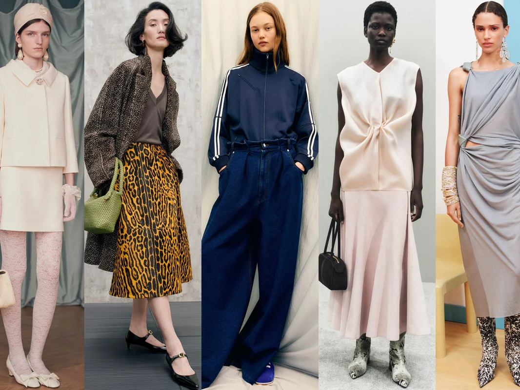 Seasonal color palette board for celebrity fashion trends with neutrals and accent tones for spring, summer, fall, and winter