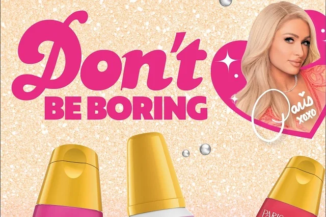 Paris Hilton coffee creamer advertisement with playful slogan.