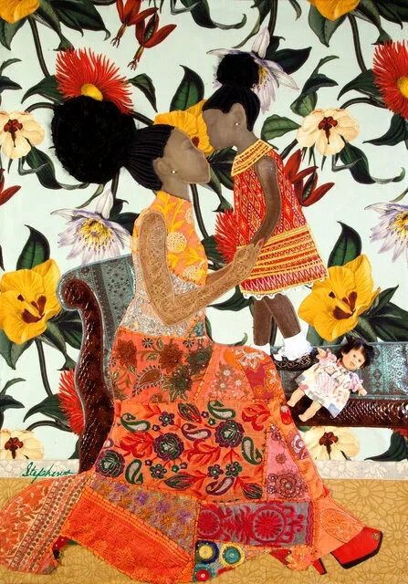 Mother and daughter artwork reflecting themes in Phyllis Stephens' art.