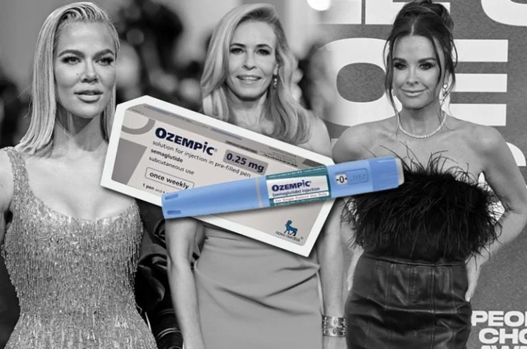 Ozempic pen with celebrities discussing ozempic ice spice.