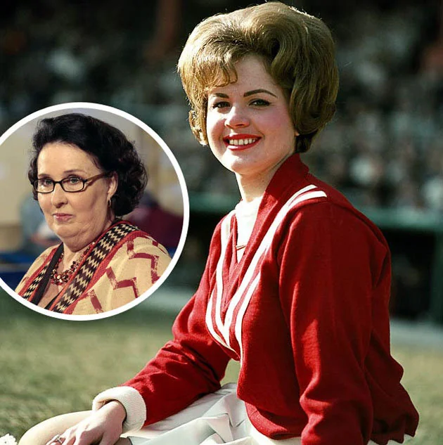 Phyllis Smith actress as a cheerleader and in her later role.