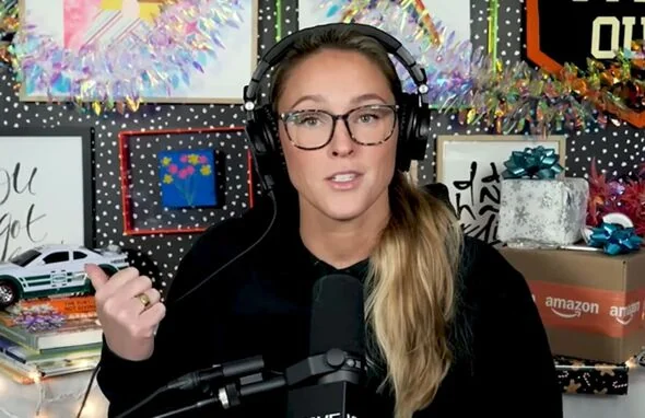 Kylie Kelce discussing her Olympics gig in a casual setting.