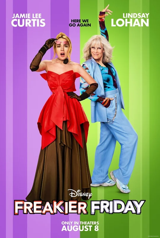 Freaky Friday poster featuring Jamie Lee Curtis, connecting to 'My Girl' warning.