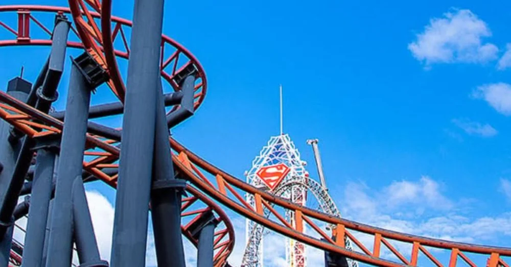 Roller coaster at Six Flags, related to incidents like 'died at Six Flags'.